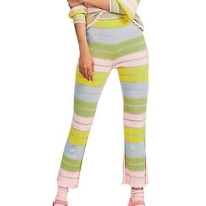 LoveShackFancy Kaiden Cotton Linen Blend Pants Pastel Rainbow Sz S NWT
